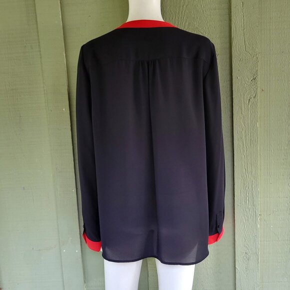 NWT THE LIMITED Black Red Blouse Shirt Large L - Picture 2 of 3